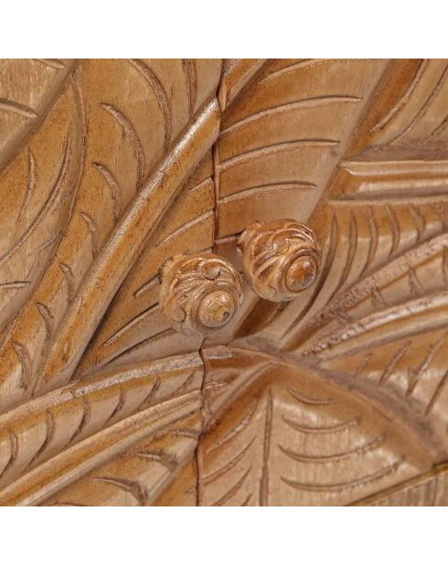 Meuble tv 2 portes 2 niches manguier floria marron - 153x45x50 cm