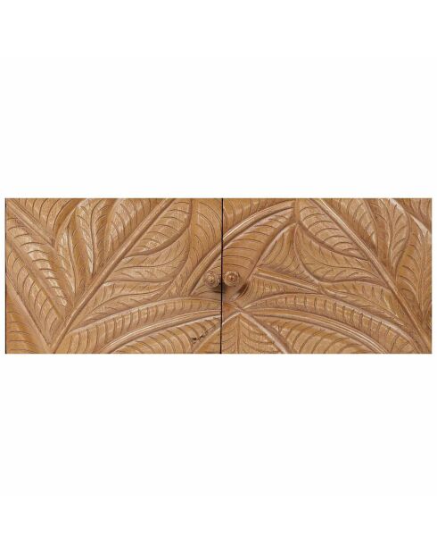 Meuble tv 2 portes 2 niches manguier floria marron - 153x45x50 cm