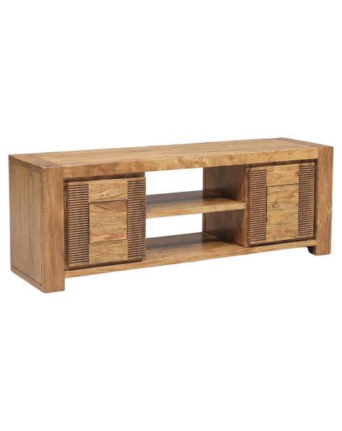 Petit meuble tv bois strié acacia verone marron - 140x40x50 cm