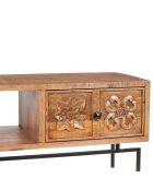 Meuble tv 2 tiroirs, 1 niche manguier Sculpture naturel - 158x50x57 cm