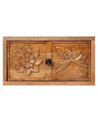 Meuble tv 2 tiroirs, 1 niche manguier Sculpture naturel - 158x50x57 cm