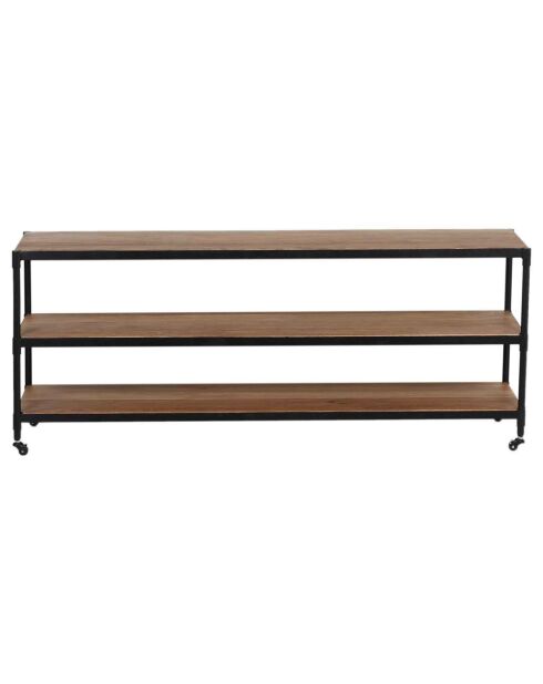 Meuble tv triple plateau manguier carnac marron - 152x42x65 cm