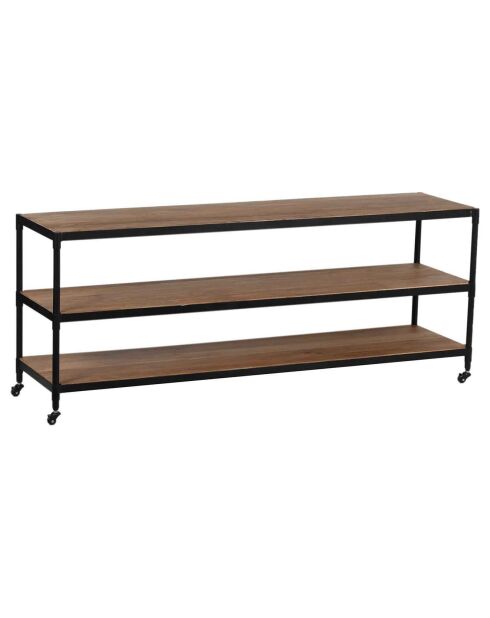 Meuble tv triple plateau manguier carnac marron - 152x42x65 cm