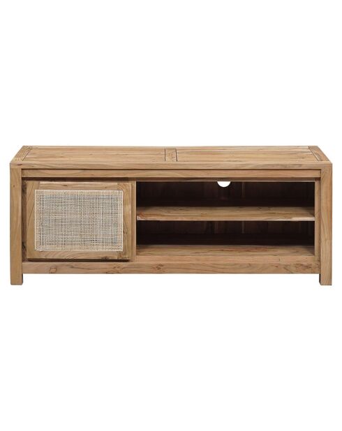 Petit meuble tv bois nature porte cannage acacia tatoo naturel - 140x45x55 cm