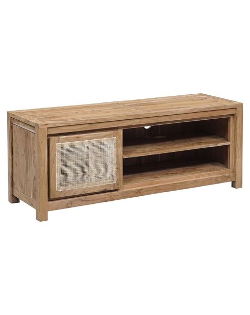 Petit meuble tv bois nature porte cannage acacia tatoo naturel - 140x45x55 cm