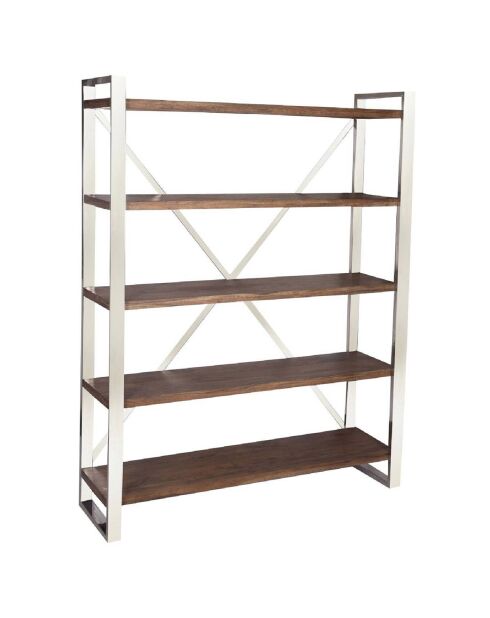 Étagère cross acacia stainless marron - 140x42x181 cm