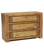 Commode bois strié acacia verone marron - 110x45x76 cm