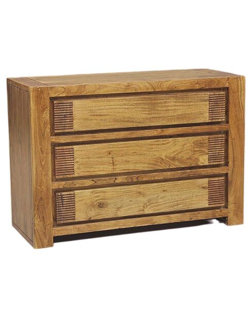 Commode bois strié acacia verone marron - 110x45x76 cm