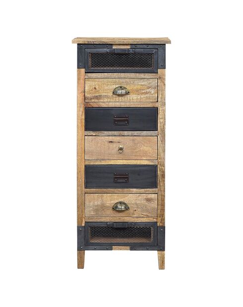 Semainier bois brut et fer industriel manguier farm marron - 50x40x120 cm