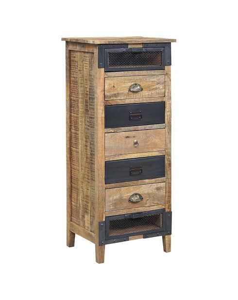 Semainier bois brut et fer industriel manguier farm marron - 50x40x120 cm
