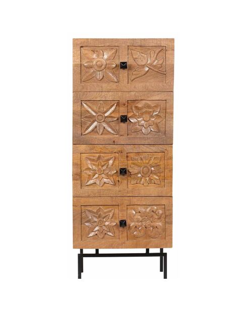 Semainier 4 tiroirs manguier sculture naturel - 45x40x115 cm