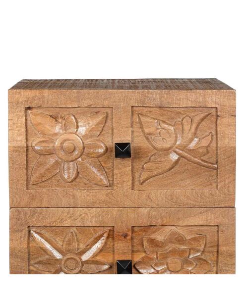 Semainier 4 tiroirs manguier sculture naturel - 45x40x115 cm