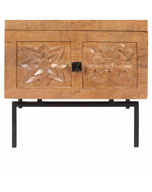 Semainier 4 tiroirs manguier sculture naturel - 45x40x115 cm
