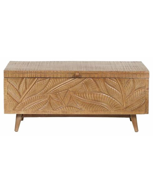 Grand coffre sculpté manguier floria marron - 100x40x45 cm