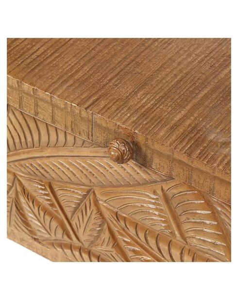 Grand coffre sculpté manguier floria marron - 100x40x45 cm