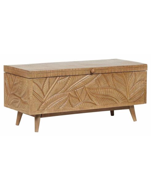 Grand coffre sculpté manguier floria marron - 100x40x45 cm