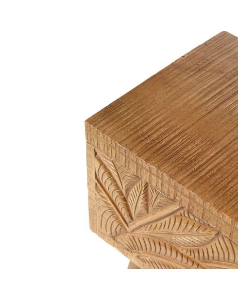 Grand coffre sculpté manguier floria marron - 100x40x45 cm