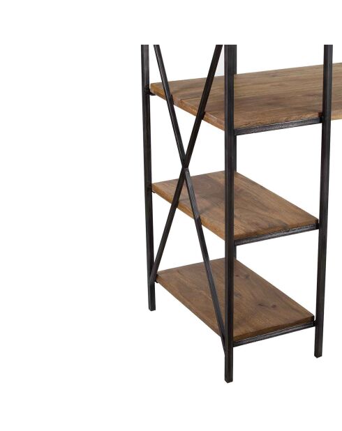 Bureau avec étagère manguier stockholm noir - 130x60x130 cm