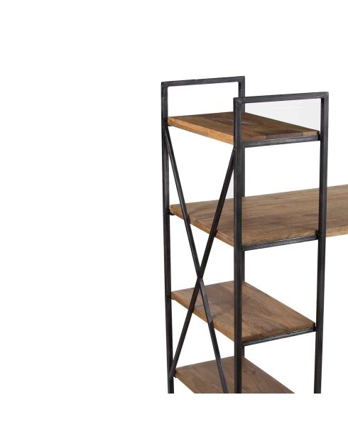 Bureau avec étagère manguier stockholm noir - 130x60x130 cm