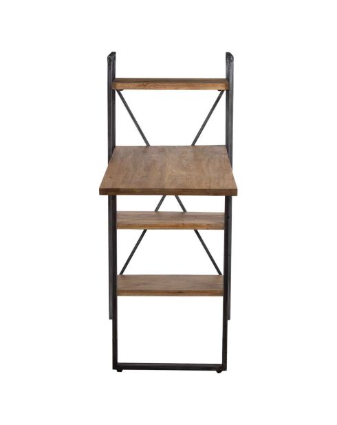 Bureau avec étagère manguier stockholm noir - 130x60x130 cm