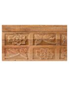 Coffre sculpté bois métal manguier sculture marron - 100x40x45 cm