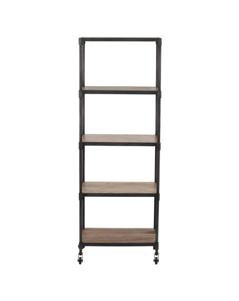 Étagère à roulettes manguier carnac marron - 57x42x162 cm
