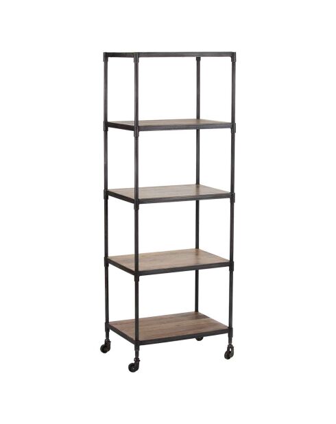 Étagère à roulettes manguier carnac marron - 57x42x162 cm