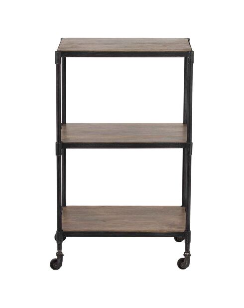 Petite étagère à roulettes manguier carnac marron - 56x41x92 cm