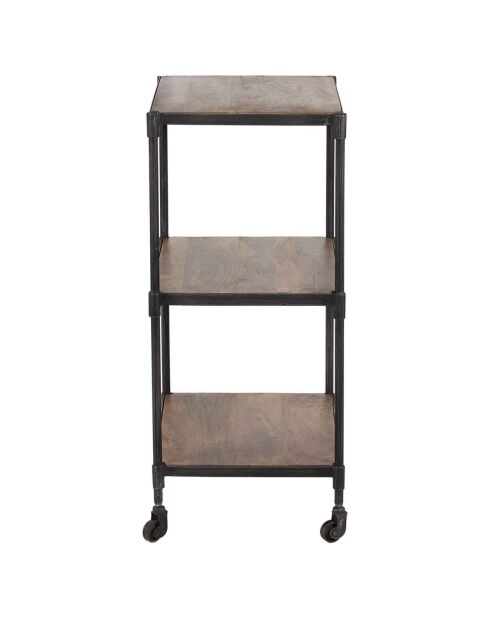 Petite étagère à roulettes manguier carnac marron - 56x41x92 cm