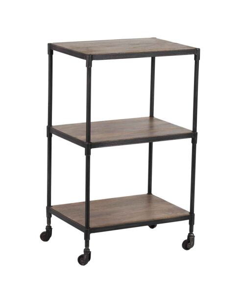 Petite étagère à roulettes manguier carnac marron - 56x41x92 cm