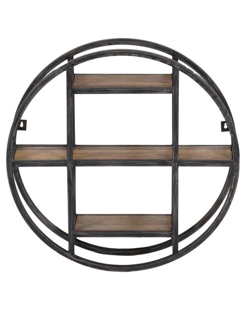 Étagère ronde murale manguier london marron - 60x15x60 cm