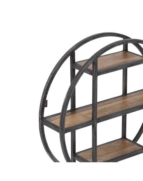 Étagère ronde murale manguier london marron - 60x15x60 cm