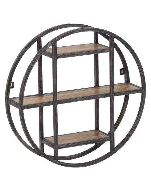 Étagère ronde murale manguier london marron - 60x15x60 cm