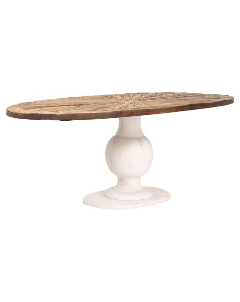 Natürlicher/weißer ovaler Esstisch - 230x100x78 cm