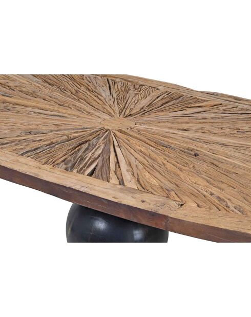 Ovale eettafel met naturel/zwart blad - 230x100x78 cm