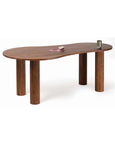 Table de repas ovale 3/4 pieds acacia arad marron - 200x90x76 cm