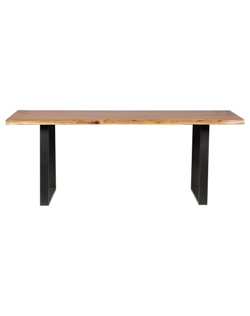 Table de repas rectangulaire acacia black noir poudré - 200x100x76 cm