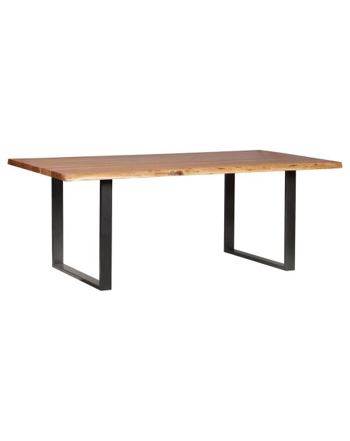Table de repas rectangulaire acacia black noir poudré - 200x100x76 cm