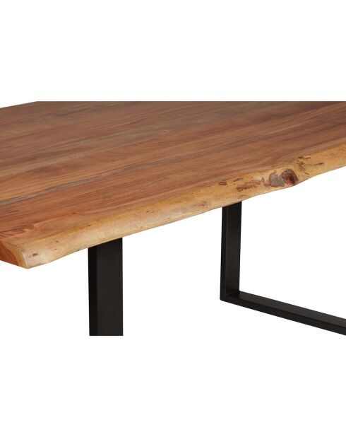 Table de repas rectangulaire acacia black noir poudré - 200x100x76 cm
