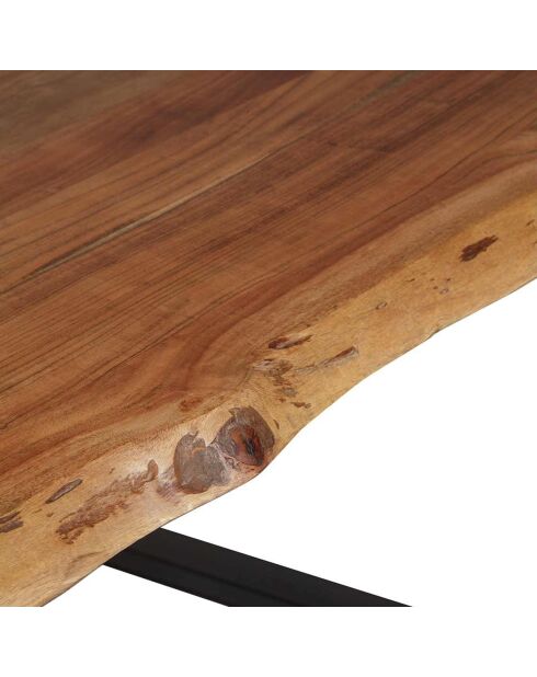 Table de repas rectangulaire acacia black noir poudré - 200x100x76 cm