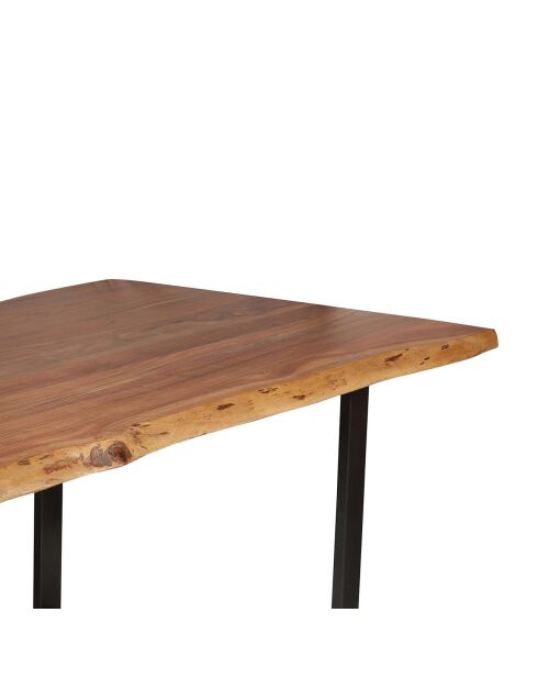 Table de repas rectangulaire acacia black noir poudré - 200x100x76 cm
