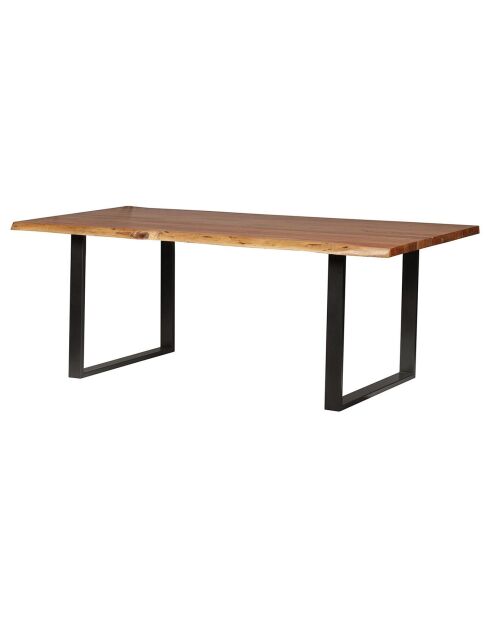 Table de repas rectangulaire acacia black noir poudré - 200x100x76 cm