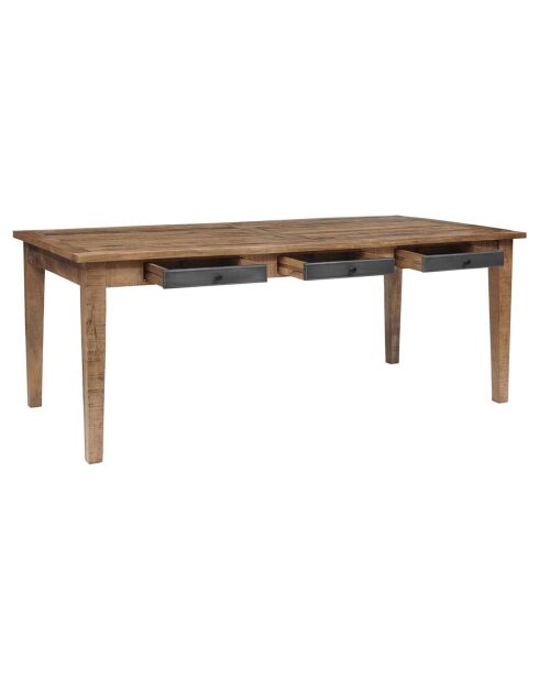 Table de repas 6 tiroirs manguier farm brun/miel - 200x100x76 cm