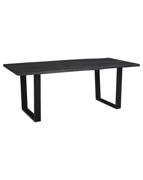 Table à dîner en acacia massif et métal black forest noire - 240x100x76 cm