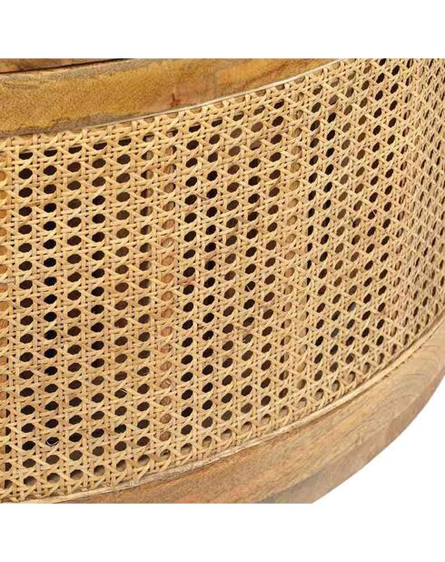 2 Tables basses manguier et cannage offre m&m naturel - D.76x45 cm