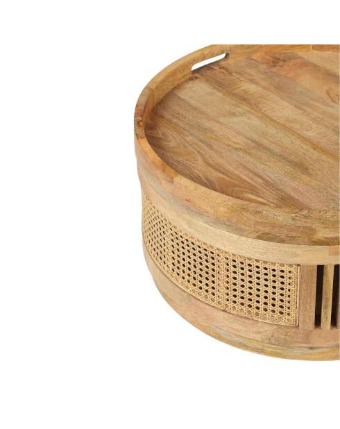 2 Tables basses manguier et cannage offre m&m naturel - D.76x45 cm