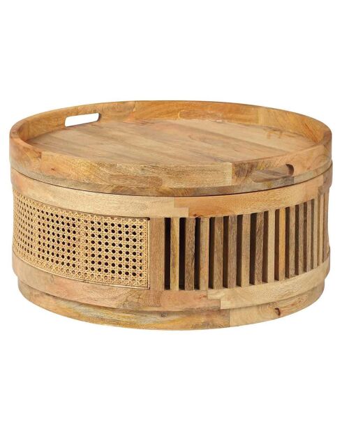 2 Tables basses manguier et cannage offre m&m naturel - D.76x45 cm