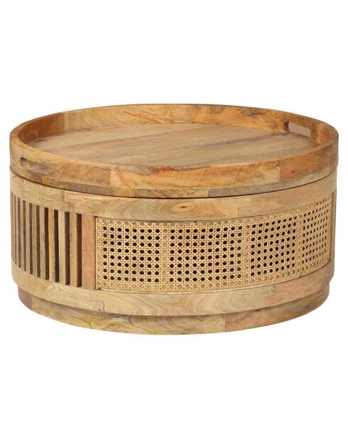 2 Tables basses manguier et cannage offre m&m naturel - D.76x45 cm
