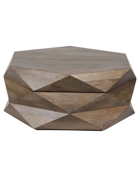 Table basse ronde avec rangement mercana marron - D.90x38 cm