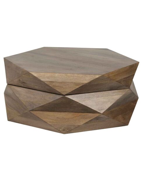 Table basse ronde avec rangement mercana marron - D.90x38 cm